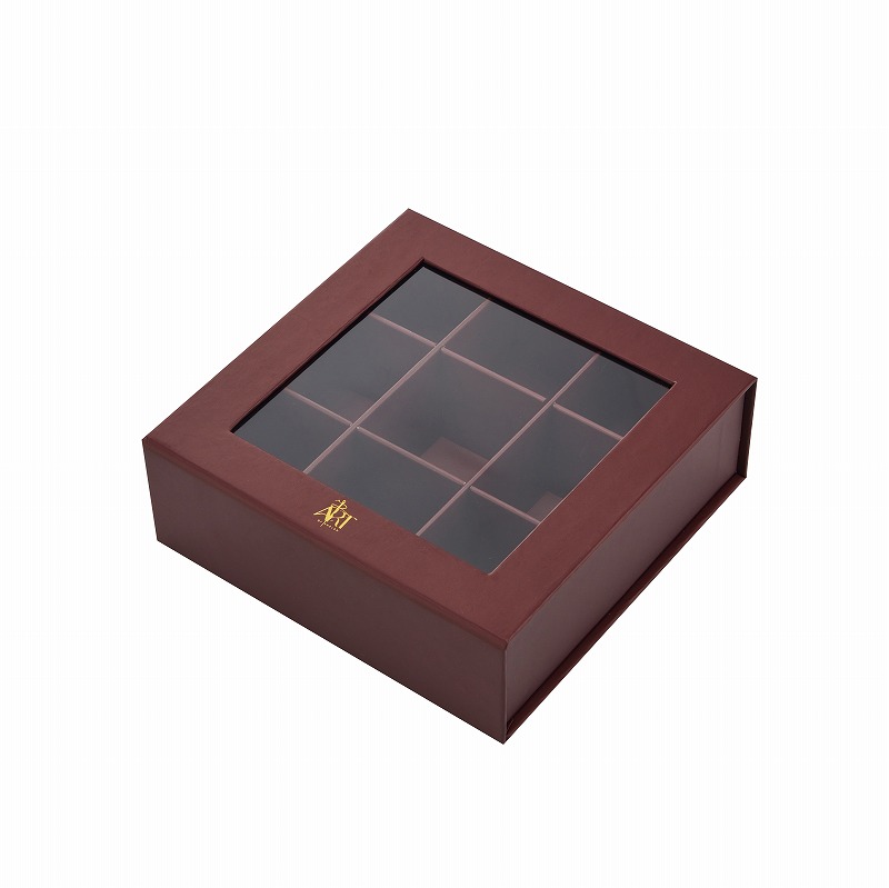 Custom Burgundy Chocolate Box with PVC window