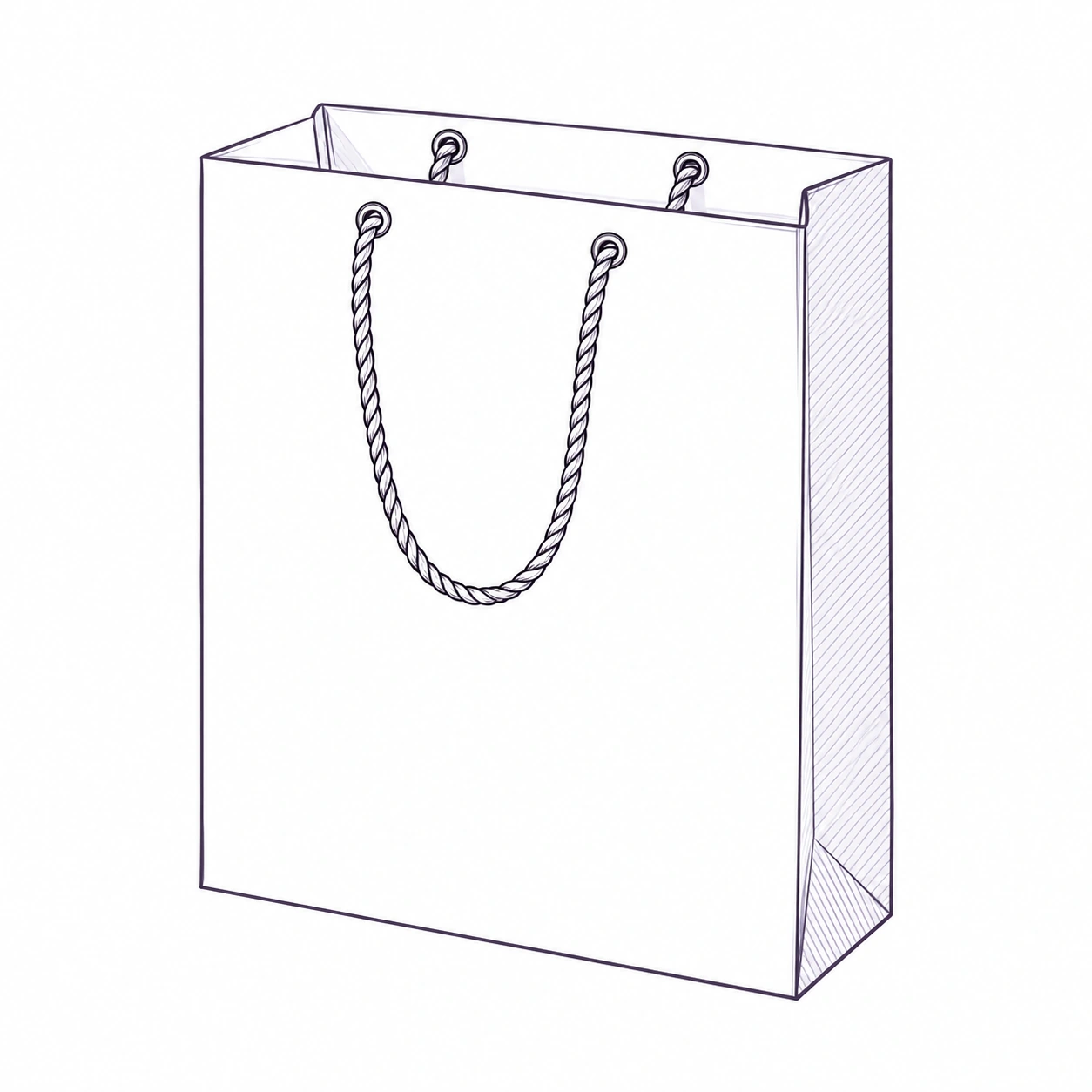 Structural sketch of rope handle paper bag