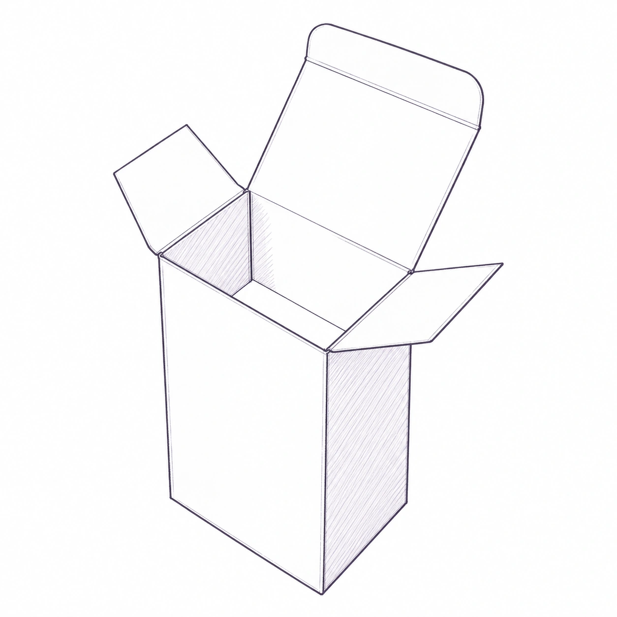 Structural sketch of tuck end carton