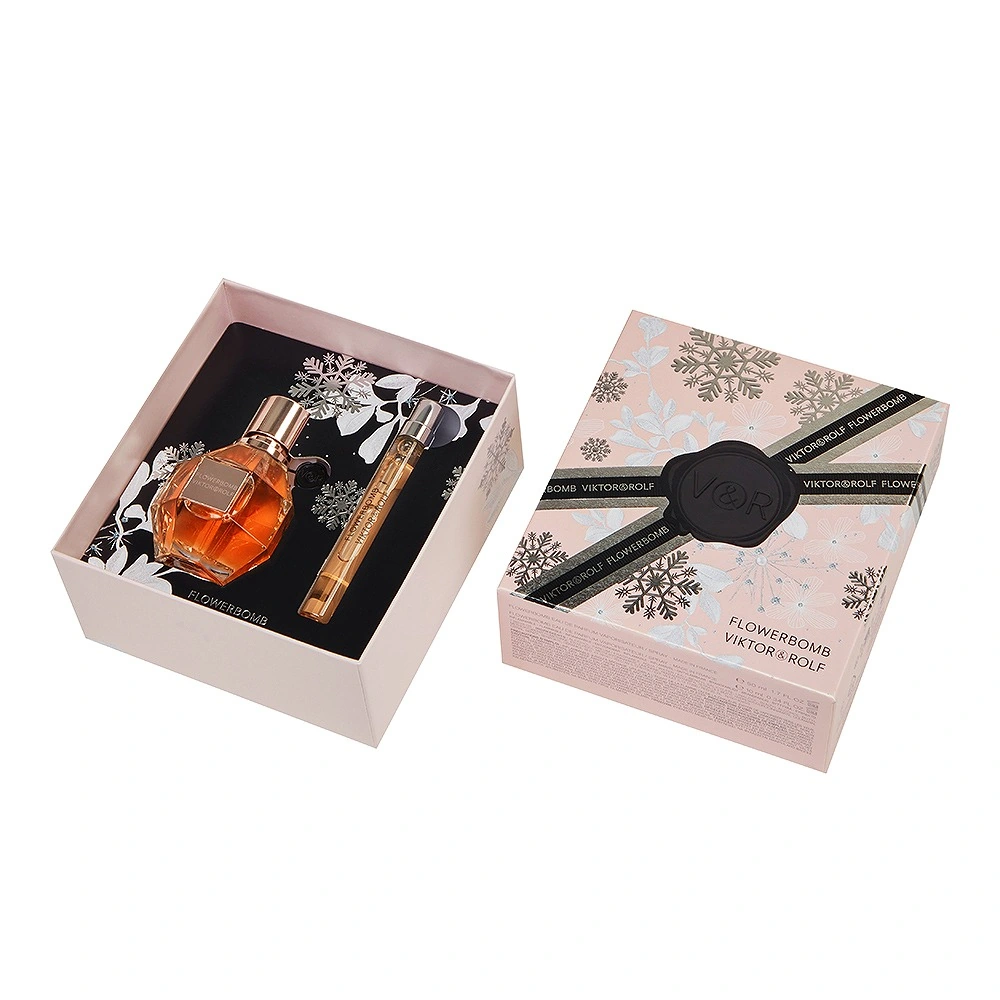 Flowerbomb perfume gift set with a fitted black insert